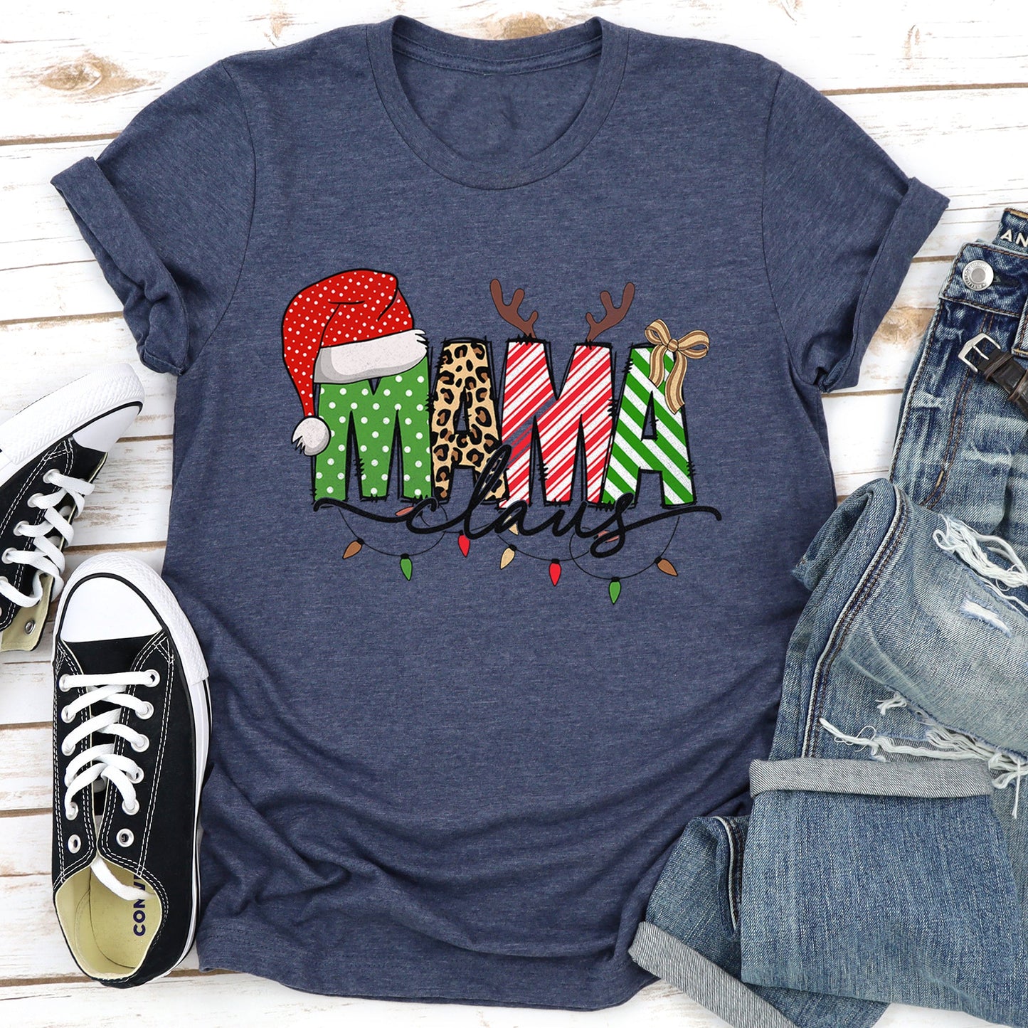 Mama Claus, Santa, Plaid, Leopard Print, Christmas Super Soft Tees