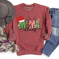 Mama Claus, Santa, Plaid, Leopard Print, Christmas Sweatshirt