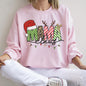 Mama Claus, Santa, Plaid, Leopard Print, Christmas Sweatshirt