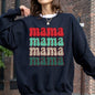Mama Mama Mama Mama Christmas, Retro, Leopard Print, Winter, Santa, Xmas Sweatshirt