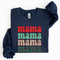 Mama Mama Mama Mama Christmas, Retro, Leopard Print, Winter, Santa, Xmas Sweatshirt