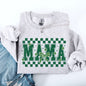 Mama, Checkered, Bow, Ribbon, St Patrick's Day, Shamrock, Clover, Lucky, Leprechaun Sweatshirt