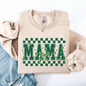 Mama, Checkered, Bow, Ribbon, St Patrick's Day, Shamrock, Clover, Lucky, Leprechaun Sweatshirt