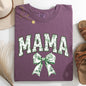 Mama, Chinoiserie, Coquette, Bow, Ribbon, St Patrick's Day, Shamrock, Clover, Lucky, Leprechaun Tshirt Comfort Colors T-Shirt