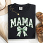 Mama, Chinoiserie, Coquette, Bow, Ribbon, St Patrick's Day, Shamrock, Clover, Lucky, Leprechaun Tshirt Comfort Colors T-Shirt