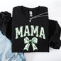Mama, Chinoiserie, Coquette, Bow, Ribbon, St Patrick's Day, Shamrock, Clover, Lucky, Leprechaun Sweatshirt