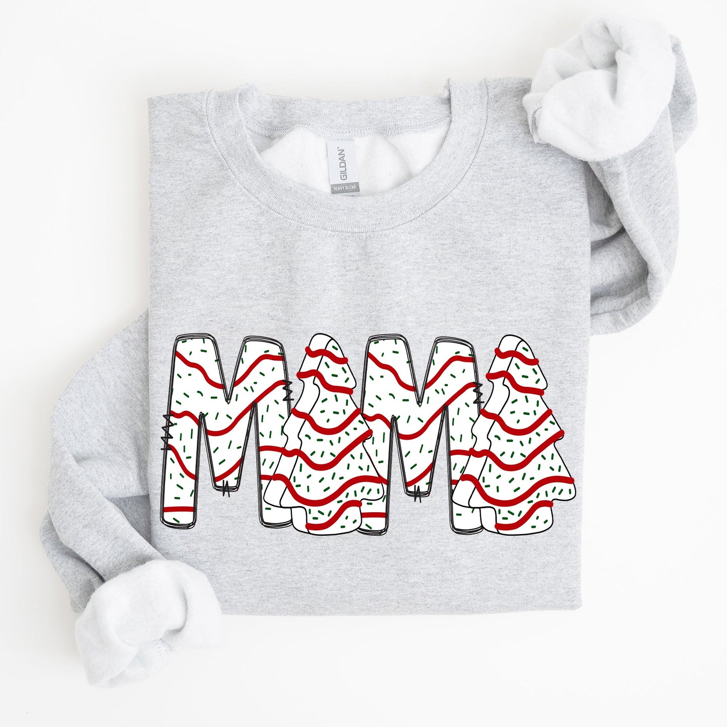 Mama, Christmas Cake, Santa, Winter, Snow, Varsity, Retro, Vintage Sweatshirt