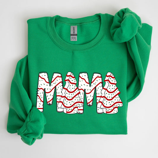 Mama, Christmas Cake, Santa, Winter, Snow, Varsity, Retro, Vintage Sweatshirt