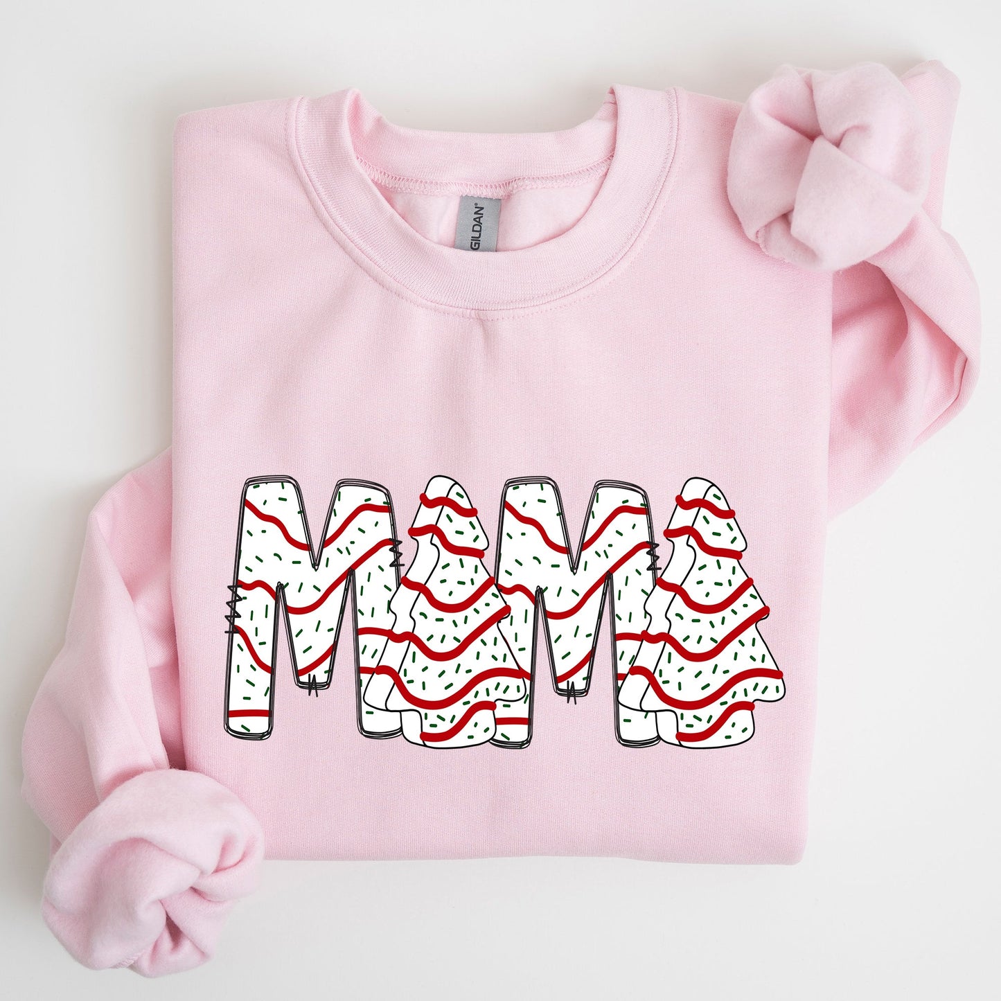 Mama, Christmas Cake, Santa, Winter, Snow, Varsity, Retro, Vintage Sweatshirt