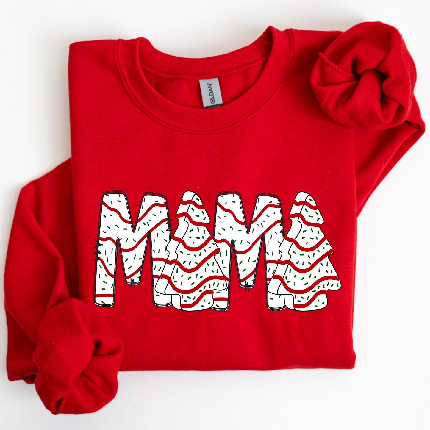 Mama, Christmas Cake, Santa, Winter, Snow, Varsity, Retro, Vintage Sweatshirt