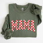 Mama, Christmas Checkered, Red, White, Santa, Varsity, Retro, Vintage Sweatshirt