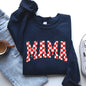 Mama, Christmas Checkered, Red, White, Santa, Varsity, Retro, Vintage Sweatshirt