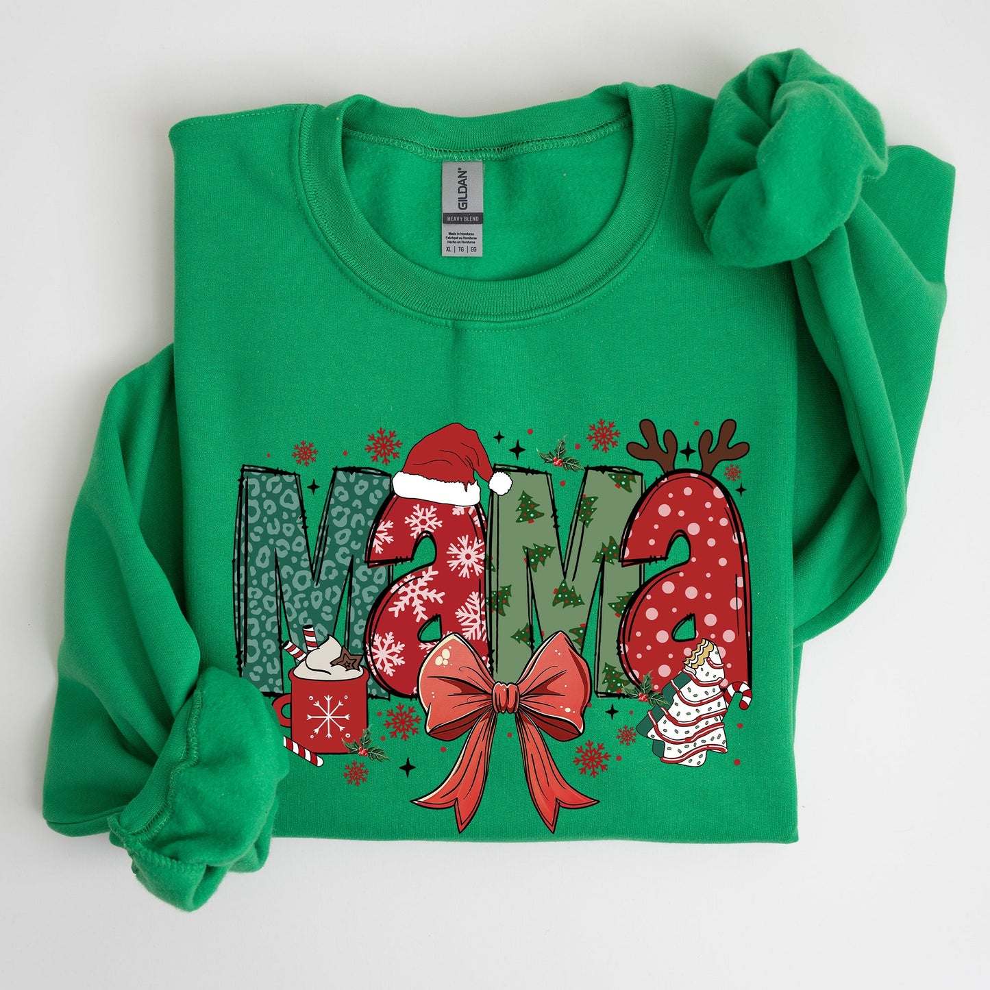 Mama, Christmas Fun, Reindeer, Hot Chocolate, Cake Sweatshirt