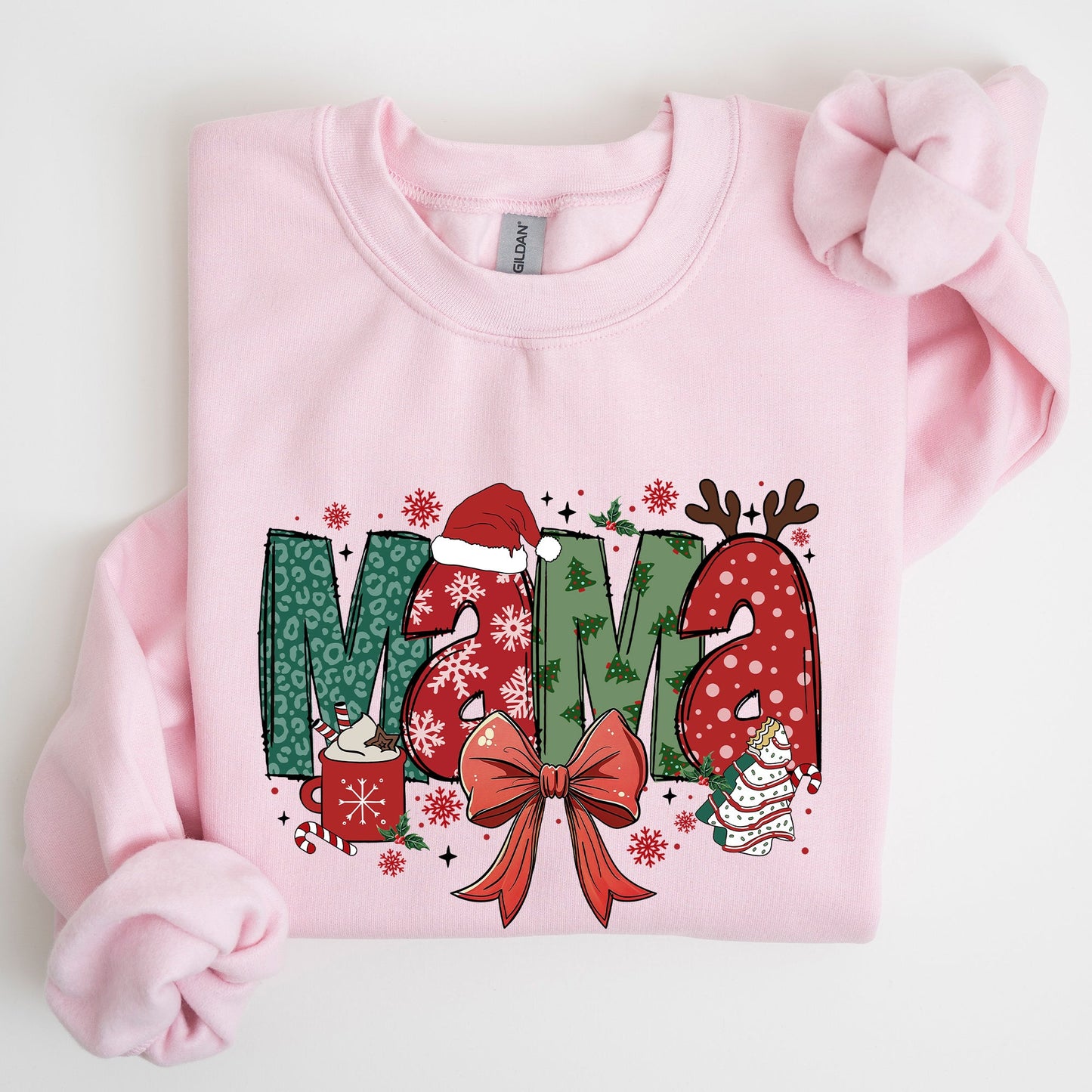 Mama, Christmas Fun, Reindeer, Hot Chocolate, Cake Sweatshirt