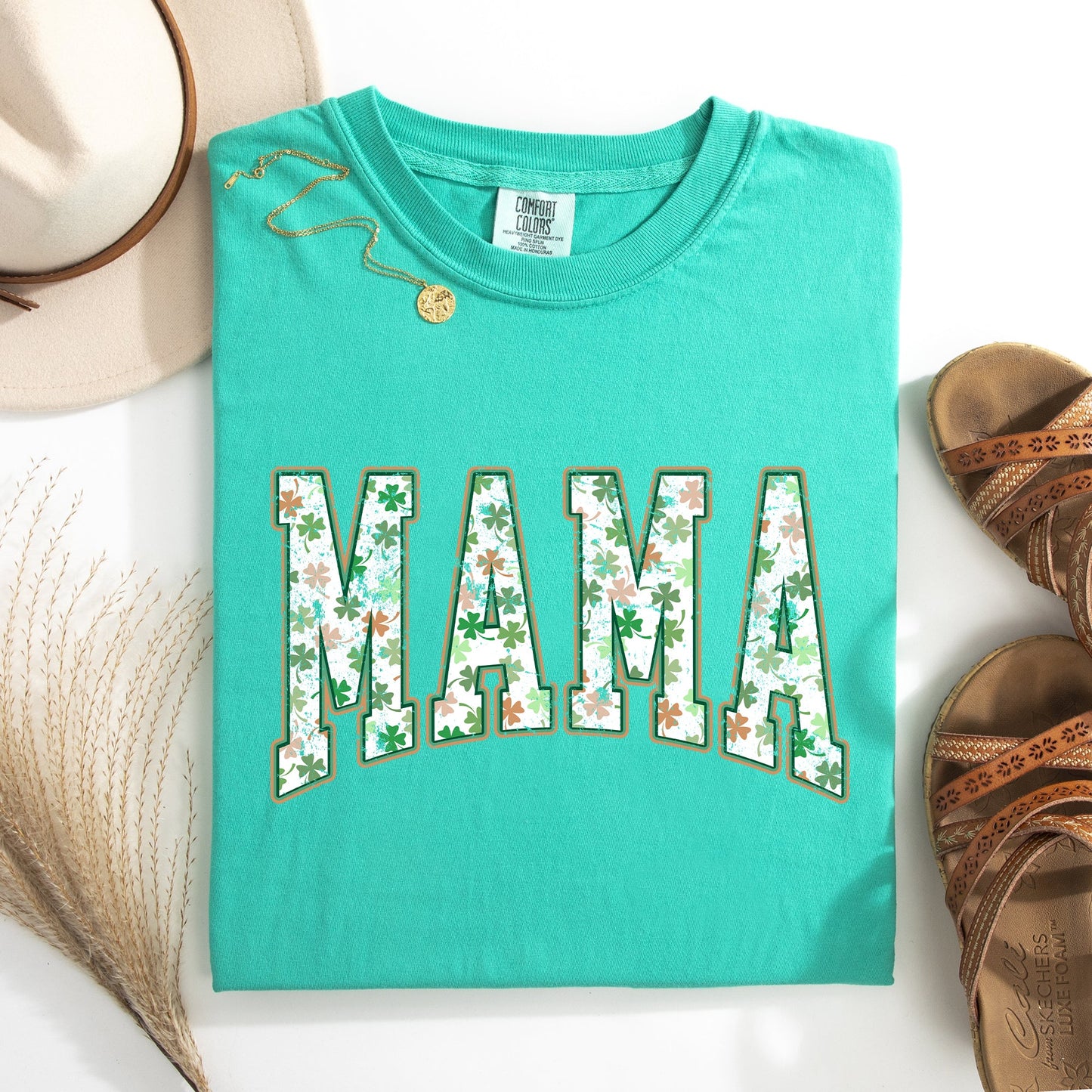 Mama, Colorful Shamrocks, St Patrick's Day, Shamrock, Clover, Lucky, Leprechaun Tshirt Comfort Colors T-Shirt