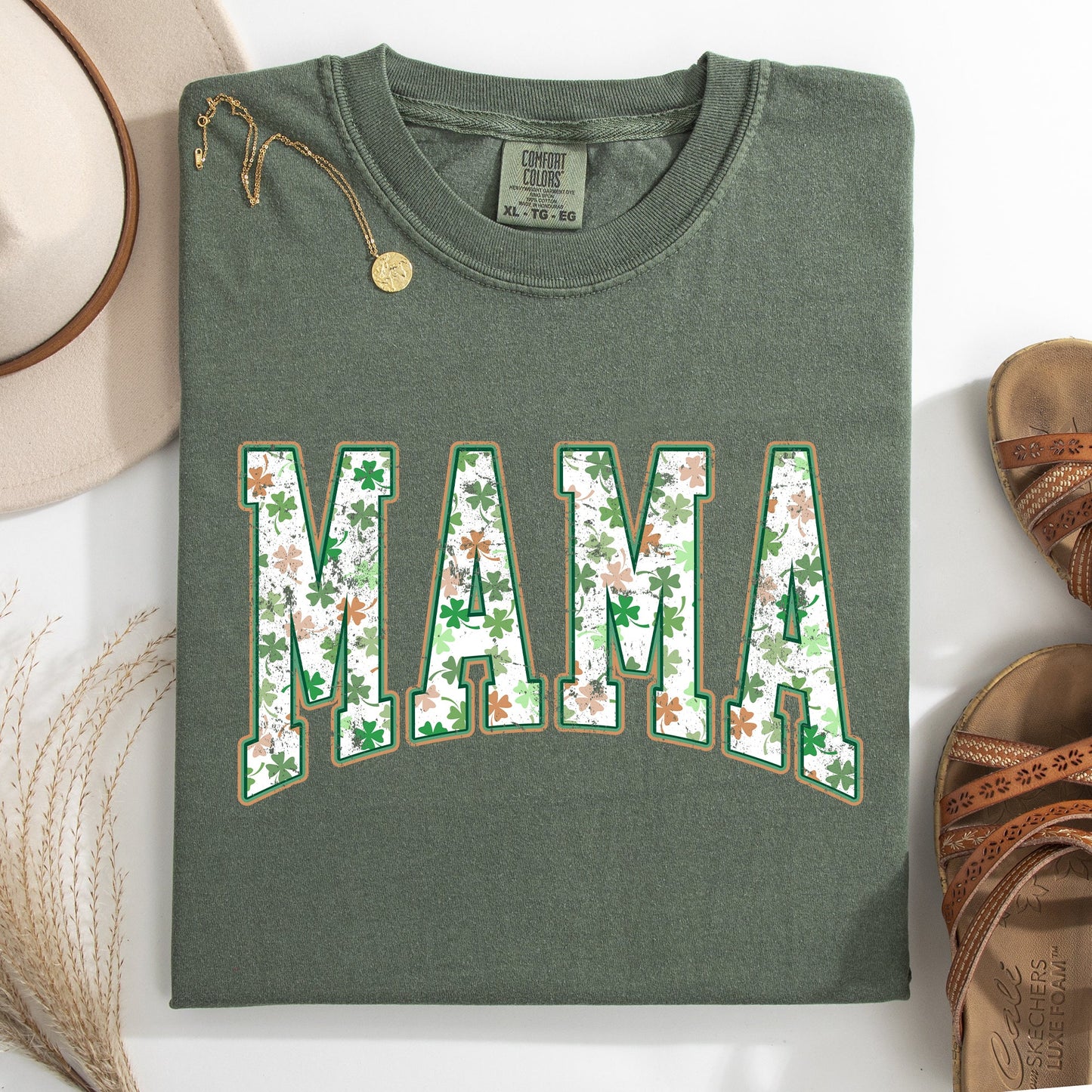Mama, Colorful Shamrocks, St Patrick's Day, Shamrock, Clover, Lucky, Leprechaun Tshirt Comfort Colors T-Shirt