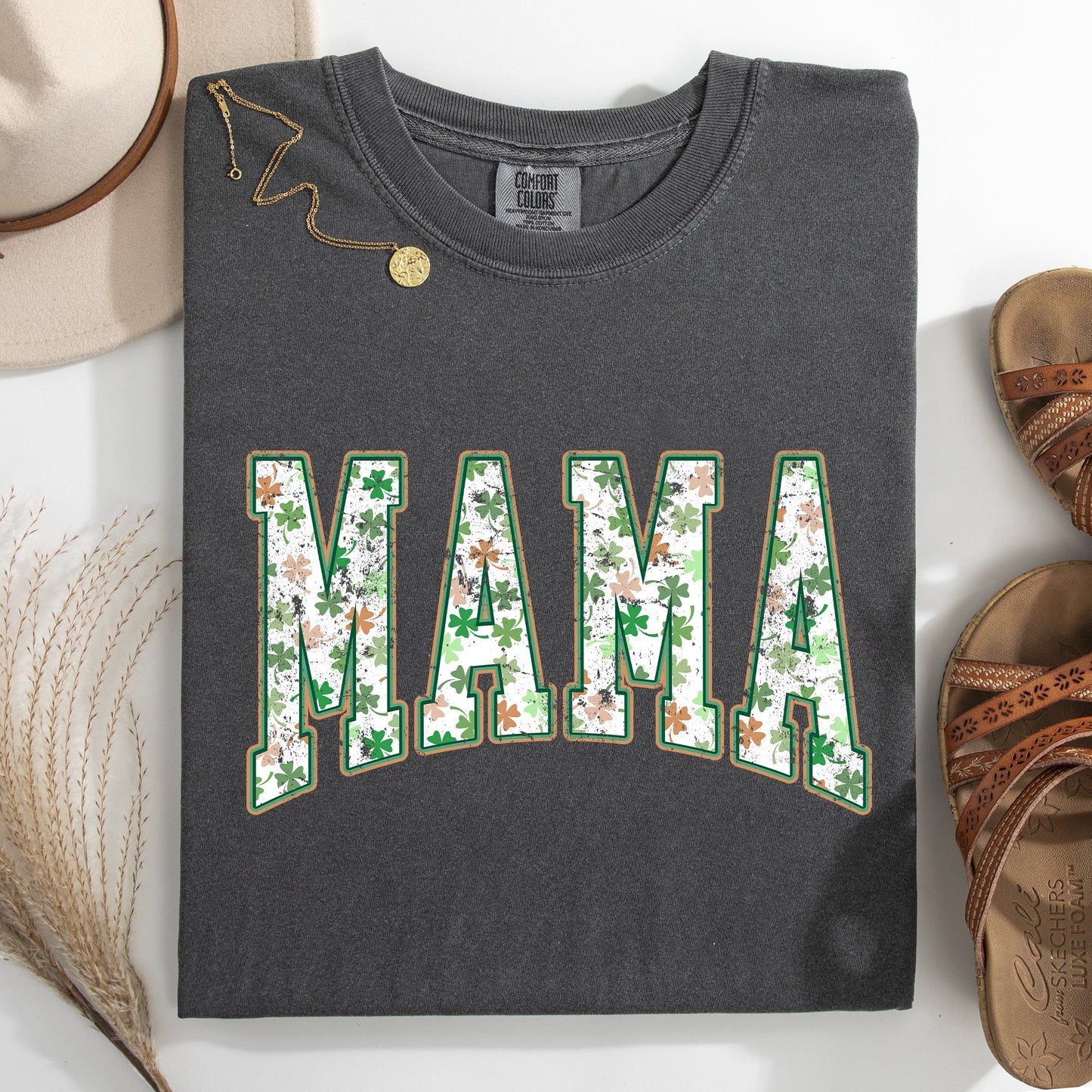 Mama, Colorful Shamrocks, St Patrick's Day, Shamrock, Clover, Lucky, Leprechaun Tshirt Comfort Colors T-Shirt