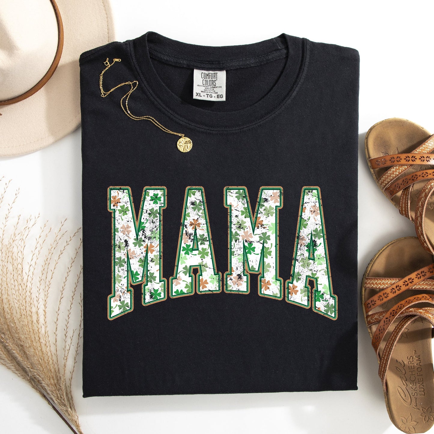 Mama, Colorful Shamrocks, St Patrick's Day, Shamrock, Clover, Lucky, Leprechaun Tshirt Comfort Colors T-Shirt