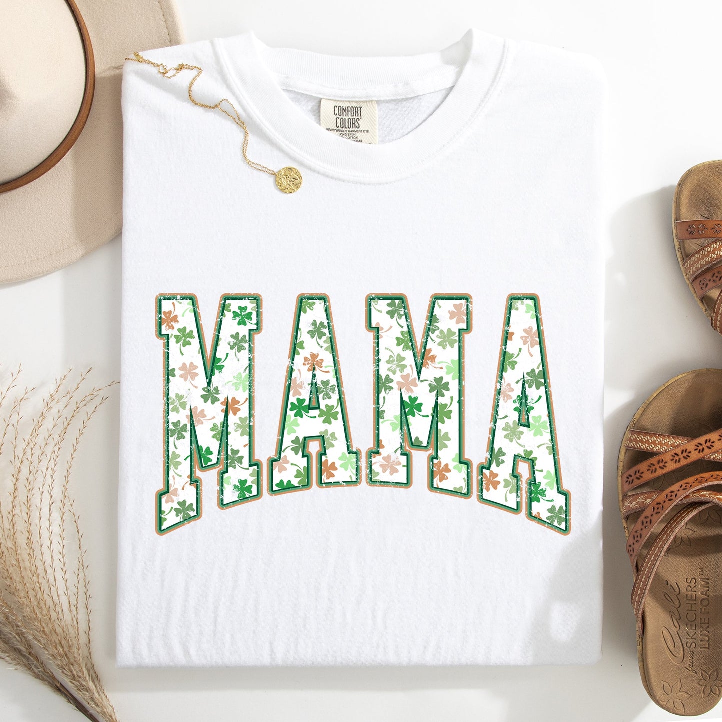 Mama, Colorful Shamrocks, St Patrick's Day, Shamrock, Clover, Lucky, Leprechaun Tshirt Comfort Colors T-Shirt