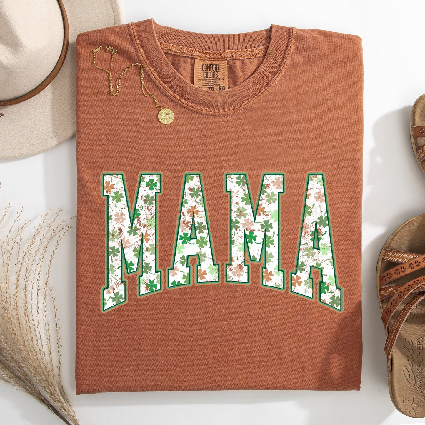 Mama, Colorful Shamrocks, St Patrick's Day, Shamrock, Clover, Lucky, Leprechaun Tshirt Comfort Colors T-Shirt