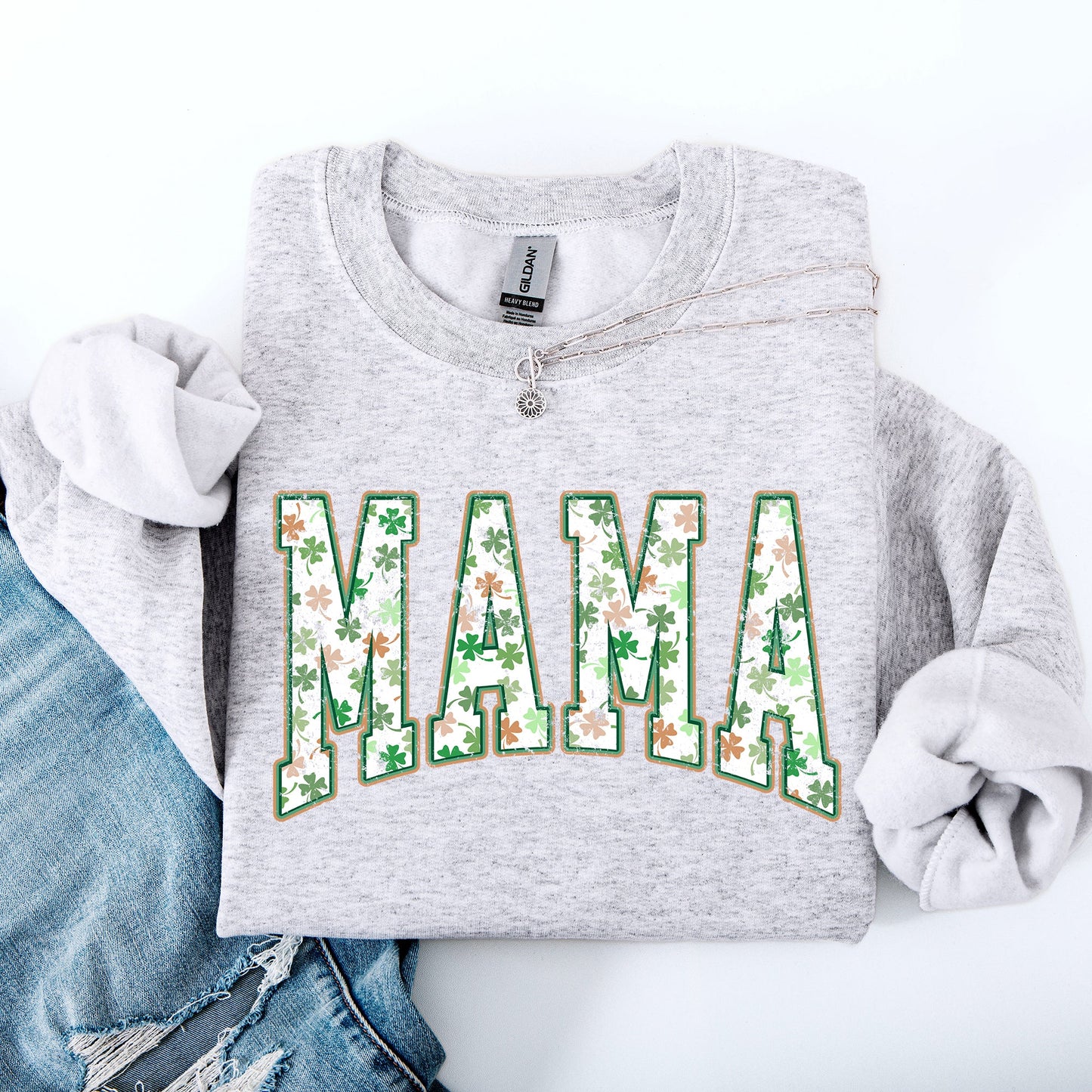 Mama, Colorful Shamrocks, St Patrick's Day, Shamrock, Clover, Lucky, Leprechaun Sweatshirt