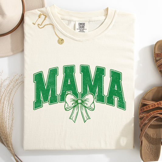 Mama, Green Bow, St Patrick's Day, Shamrock, Clover, Lucky, Leprechaun Tshirt Comfort Colors T-Shirt
