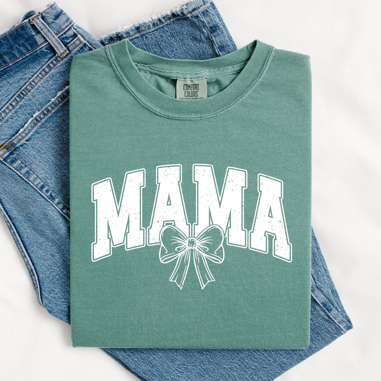 Mama, Green Bow, St Patrick's Day, Shamrock, Clover, Lucky, Leprechaun Tshirt Comfort Colors T-Shirt