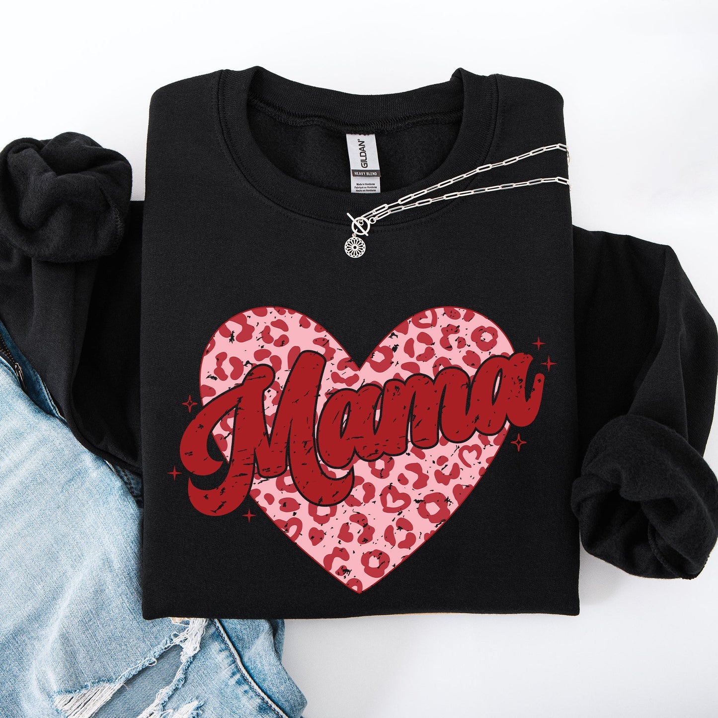 Mama, Leopard Print Hearts, Valentine's Day, Love, Hearts Sweatshirt