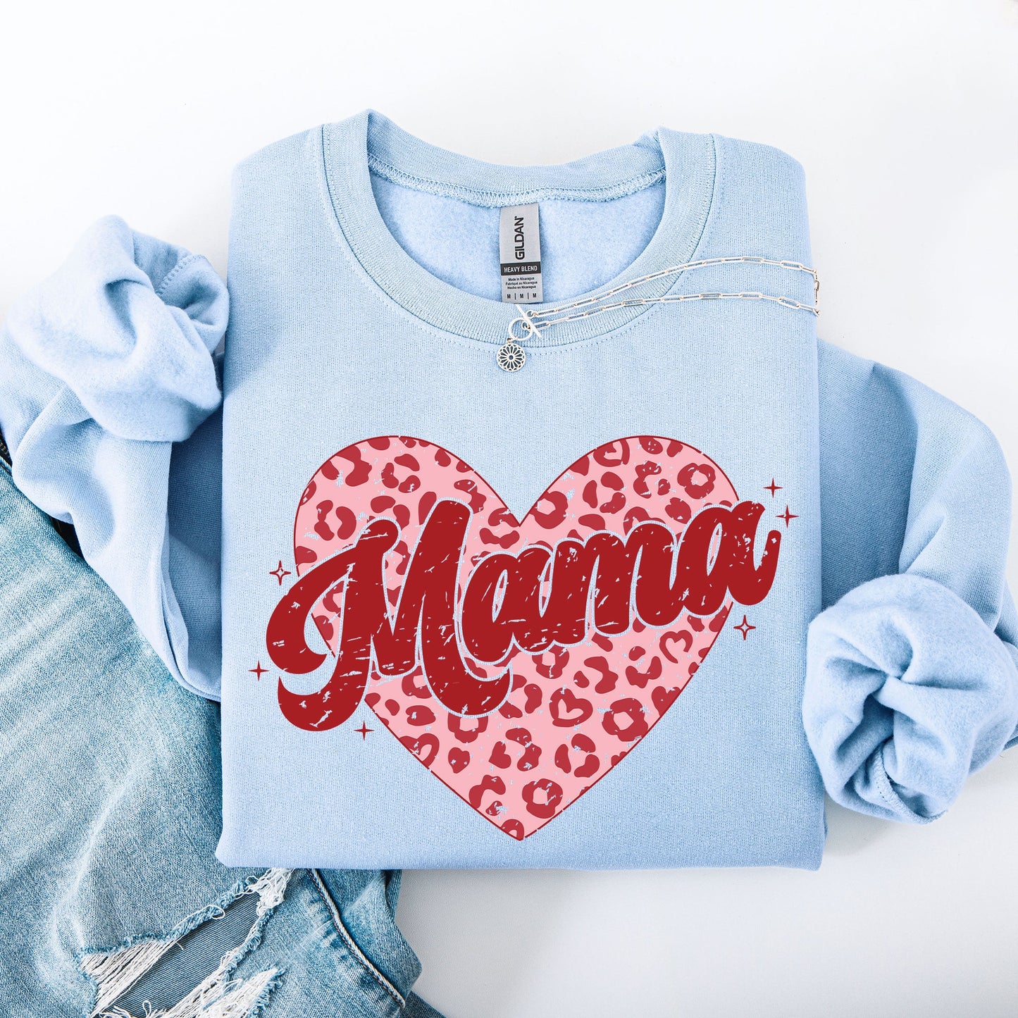 Mama, Leopard Print Hearts, Valentine's Day, Love, Hearts Sweatshirt