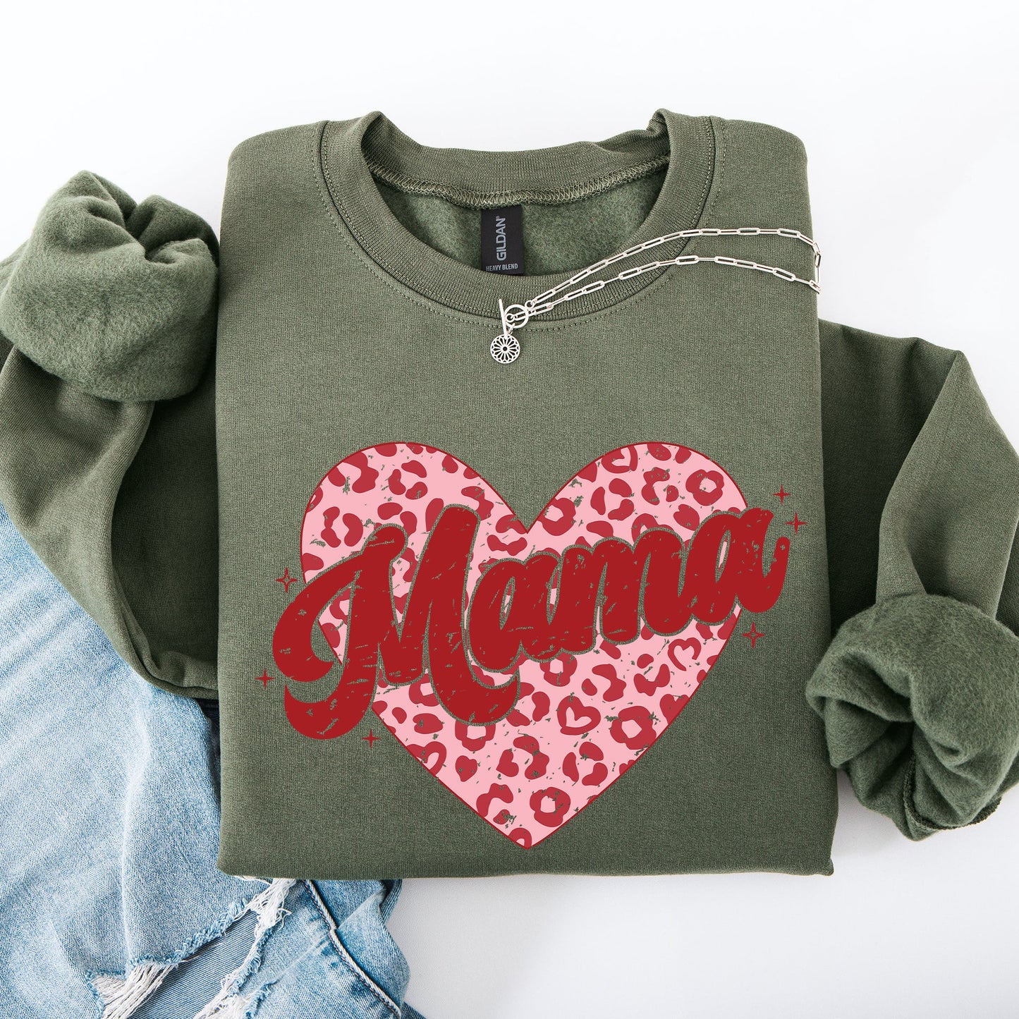 Mama, Leopard Print Hearts, Valentine's Day, Love, Hearts Sweatshirt