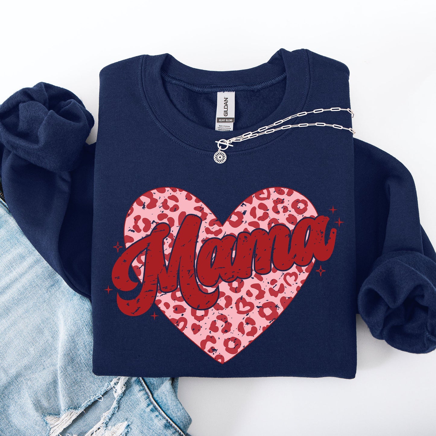 Mama, Leopard Print Hearts, Valentine's Day, Love, Hearts Sweatshirt