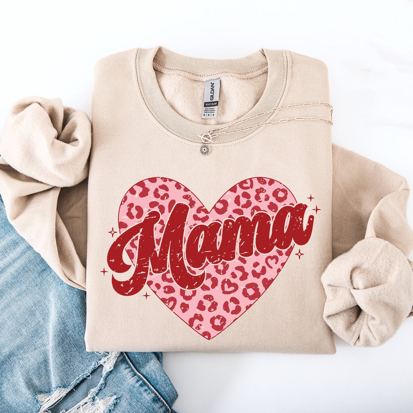 Mama, Leopard Print Hearts, Valentine's Day, Love, Hearts Sweatshirt