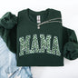 Mama, Leopard Print, Collegiate, Varsity, St Patrick's Day, Shamrock, Clover, Lucky, Leprechaun Sweatshirt