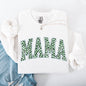 Mama, Leopard Print, Collegiate, Varsity, St Patrick's Day, Shamrock, Clover, Lucky, Leprechaun Sweatshirt