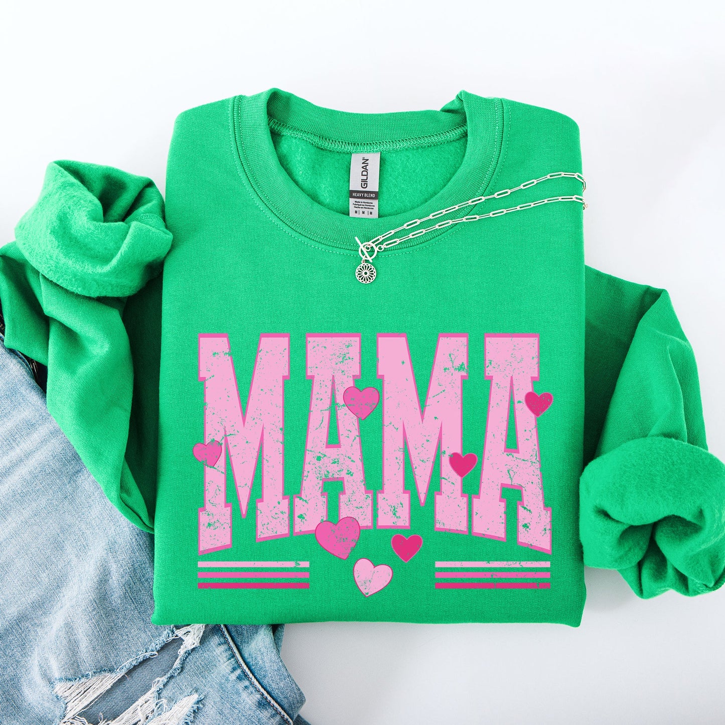 Mama, Love, Valentine's Day, Hearts, Stripes Sweatshirt