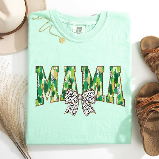 Mama, Painted, Dalmatian Bow, St Patrick's Day, Shamrock, Clover, Lucky, Leprechaun Tshirt Comfort Colors T-Shirt
