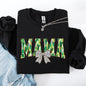 Mama, Painted, Dalmatian Bow, St Patrick's Day, Shamrock, Clover, Lucky, Leprechaun Sweatshirt