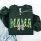 Mama, Painted, Dalmatian Bow, St Patrick's Day, Shamrock, Clover, Lucky, Leprechaun Sweatshirt