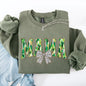 Mama, Painted, Dalmatian Bow, St Patrick's Day, Shamrock, Clover, Lucky, Leprechaun Sweatshirt