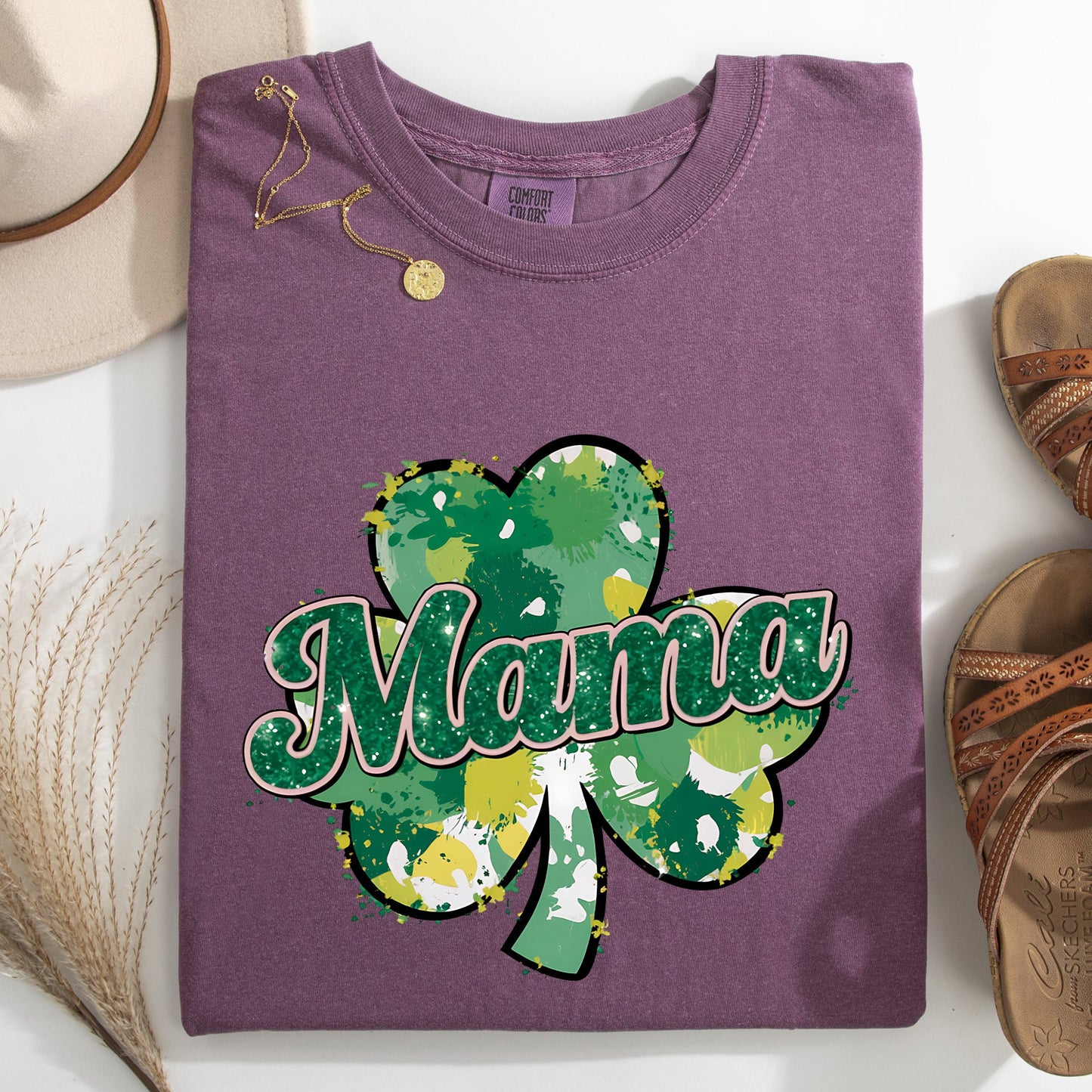 Mama, Painted, St Patrick's Day, Shamrock, Clover, Lucky, Leprechaun Tshirt Comfort Colors T-Shirt