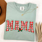 Mama, Red Checkered Christmas Plaid, Holly, Winter, Santa, Xmas Tshirt Comfort Colors T-Shirt