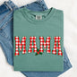 Mama, Red Checkered Christmas Plaid, Holly, Winter, Santa, Xmas Tshirt Comfort Colors T-Shirt