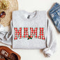 Mama, Red Checkered Christmas Plaid, Holly, Winter, Santa, Xmas Sweatshirt