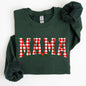 Mama, Red Checkered Christmas Plaid, Holly, Winter, Santa, Xmas Sweatshirt