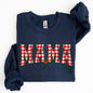 Mama, Red Checkered Christmas Plaid, Holly, Winter, Santa, Xmas Sweatshirt