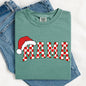 Mama, Red Checkered Christmas Plaid, Santa, Winter, Santa, Xmas Tshirt Comfort Colors T-Shirt