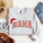 Mama, Red Checkered Christmas Plaid, Santa, Winter, Santa, Xmas Sweatshirt