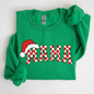 Mama, Red Checkered Christmas Plaid, Santa, Winter, Santa, Xmas Sweatshirt