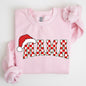 Mama, Red Checkered Christmas Plaid, Santa, Winter, Santa, Xmas Sweatshirt