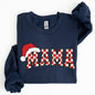 Mama, Red Checkered Christmas Plaid, Santa, Winter, Santa, Xmas Sweatshirt